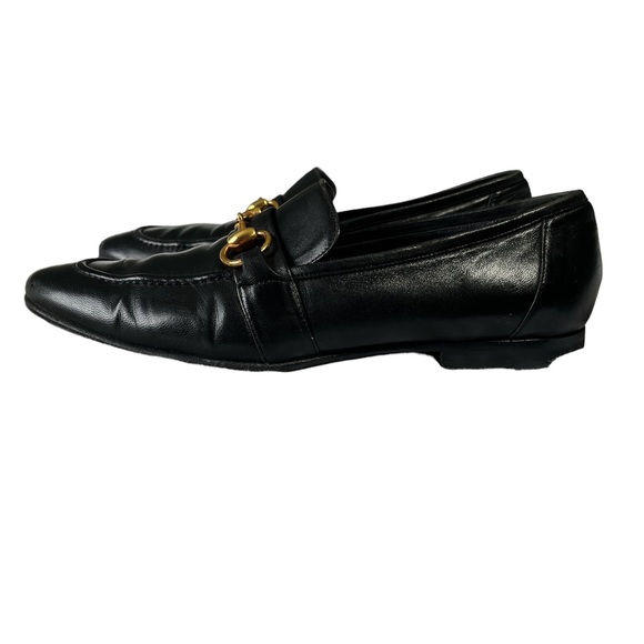 Gucci | Shoes | Gucci Black Leather Gold Horsebit Loafers Size 7c ...